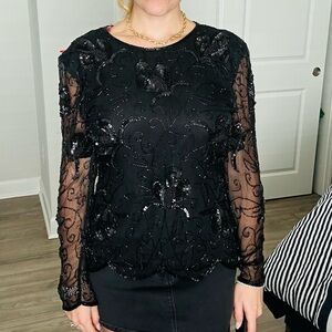 Stenay Black Sequin Embellished Blouse